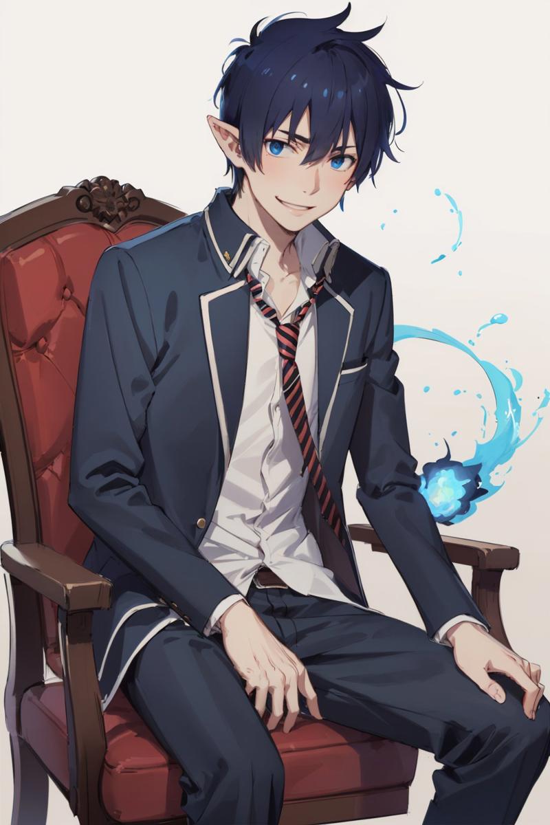 00022-3999190032-(masterpiece, best quality_1.2), , cowboy shot, solo, male focus, 1boy, okumura rin sitting in a chair legs crossed, smile, look.jpg